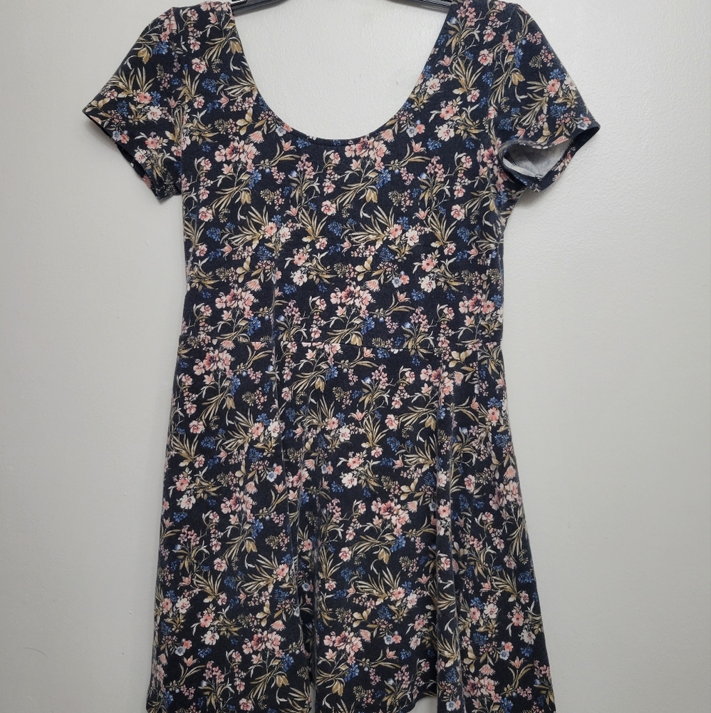 Forever 21 black floral skater dress